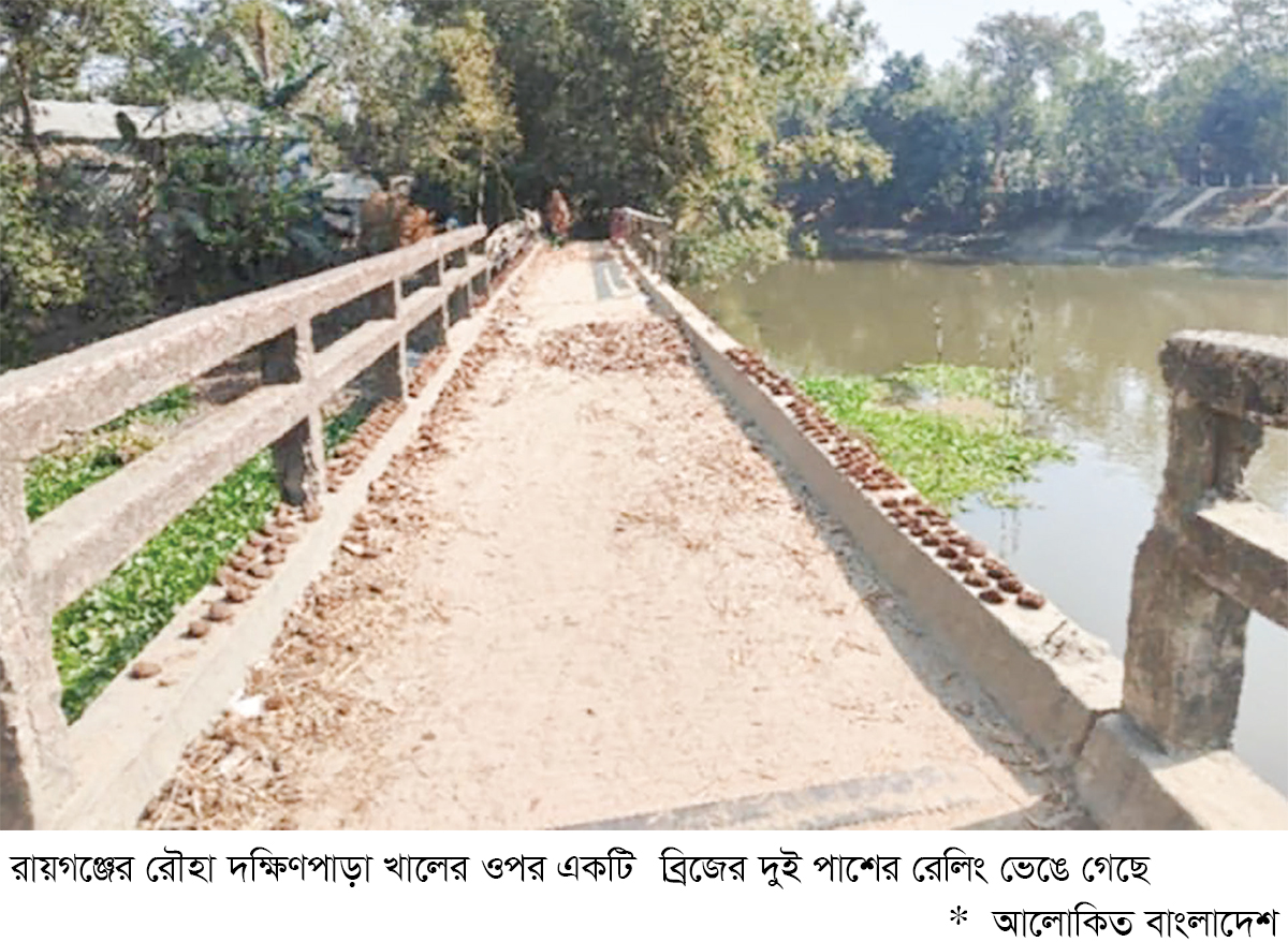 রায়গঞ্জে ভাঙা ব্রিজে আট গ্রামের মানুষের চলাচল রায়গঞ্জে ভাঙা ব্রিজে আট গ্রামের মানুষের চলাচল