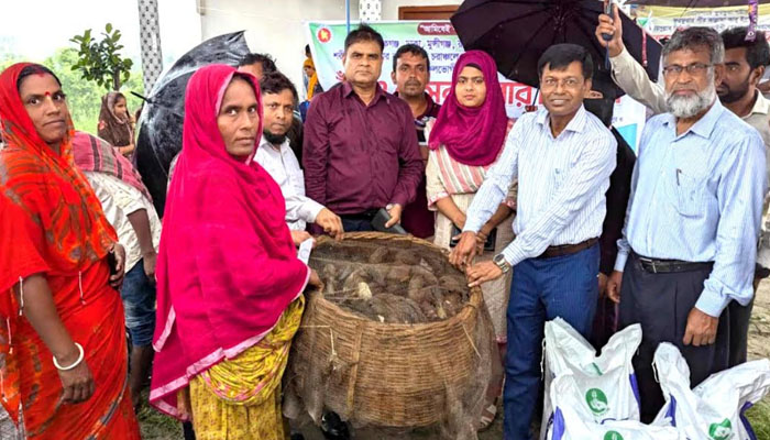 রাজবাড়ীতে ১১৩ খামারির মাঝে উন্নত জাতের হাঁস ও খাদ্য বিতরণ রাজবাড়ীতে ১১৩ খামারির মাঝে উন্নত জাতের হাঁস ও খাদ্য বিতরণ