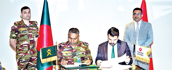 সেনাবাহিনী ও টার্কিস এয়ারলাইন্সের মধ্যে সমঝোতা স্মারক স্বাক্ষর