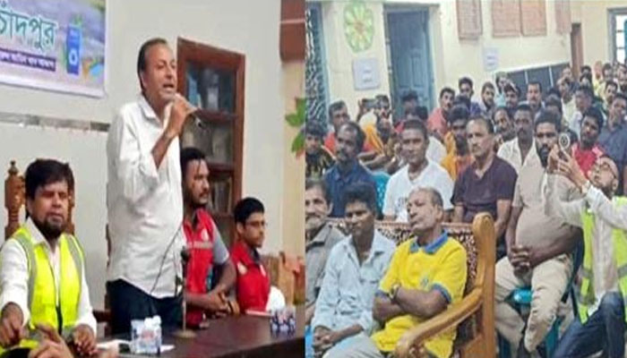 হরিজন কলোনীর সদস্যদের নিয়ে ক্লীন চাঁদপুরের কর্মিসভা হরিজন কলোনীর সদস্যদের নিয়ে ক্লীন চাঁদপুরের কর্মিসভা