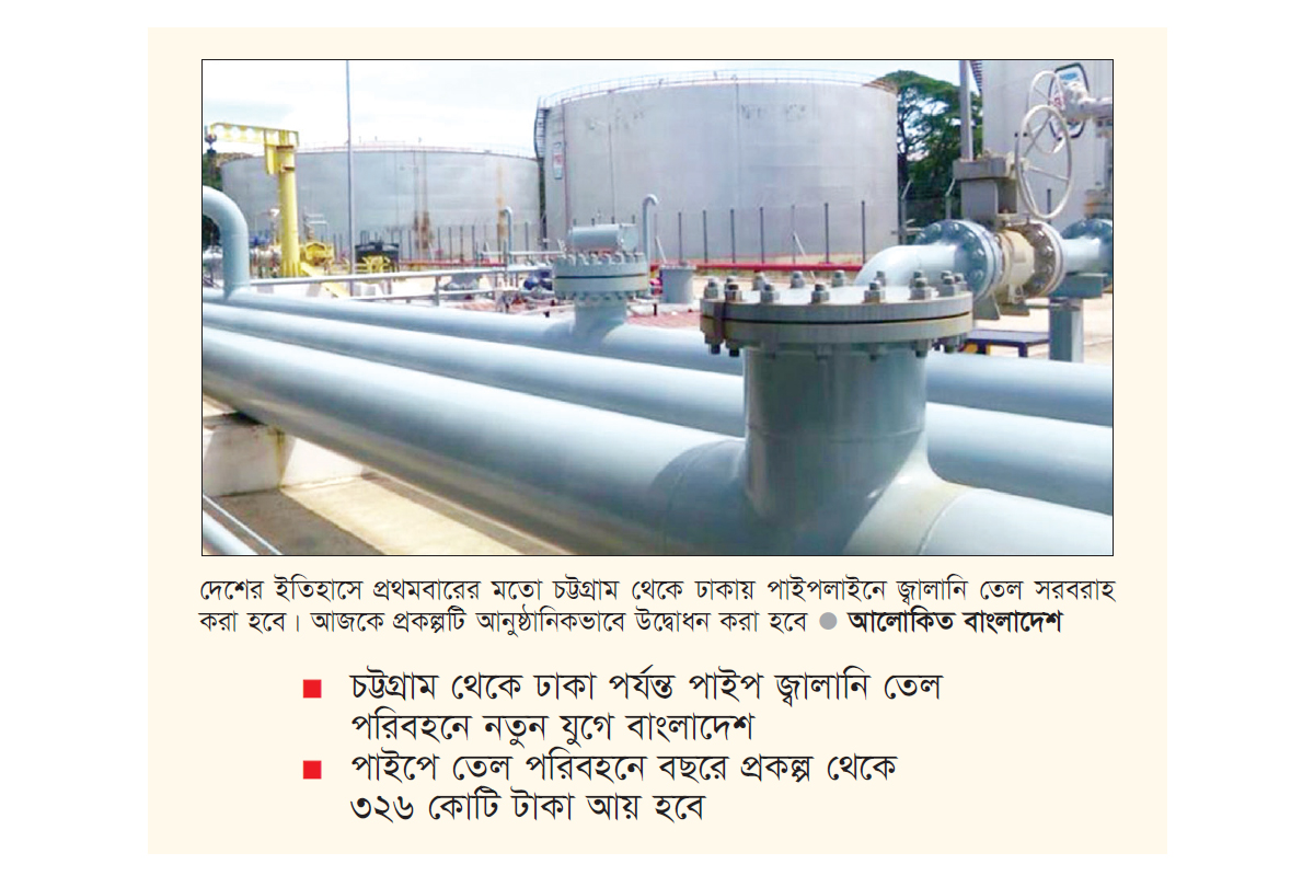 পাইপলাইনে তেল সরবরাহের কার্যক্রম উদ্বোধন আজ