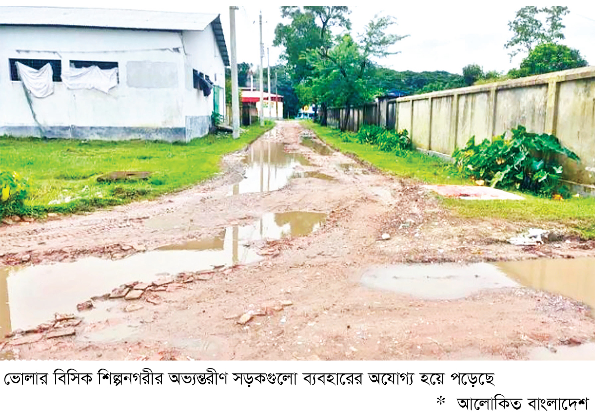 খানাখন্দের সড়কে বেহাল ভোলা বিসিক শিল্পনগরী খানাখন্দের সড়কে বেহাল ভোলা বিসিক শিল্পনগরী