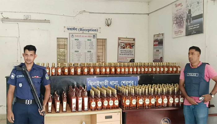 ঝিনাইগাতী সীমান্তে বিপুল পরিমাণে বিদেশি মদ জব্দ