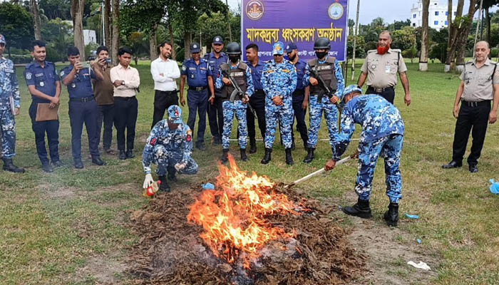 চাঁদপুরে ৬০ কেজি গাঁজা পুড়িয়ে ধ্বংস চাঁদপুরে ৬০ কেজি গাঁজা পুড়িয়ে ধ্বংস