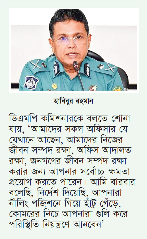 ‘সর্বোচ্চ ক্ষমতা প্রয়োগ করে গুলির’ নির্দেশ দেন সাবেক ডিএমপি কমিশনার হাবিব ‘সর্বোচ্চ ক্ষমতা প্রয়োগ করে গুলির’ নির্দেশ দেন সাবেক ডিএমপি কমিশনার হাবিব
