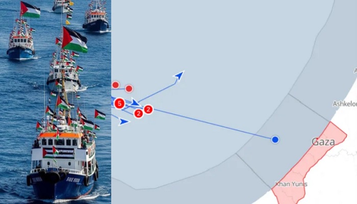 গাজার জলসীমায় ফ্লোটিলার এক নৌযান, পথে আরও ২৩টি গাজার জলসীমায় ফ্লোটিলার এক নৌযান, পথে আরও ২৩টি