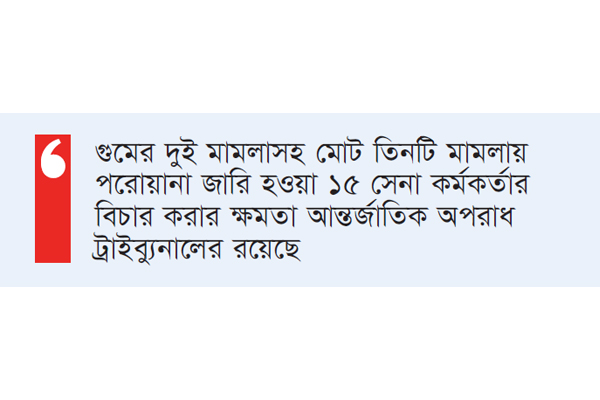 সশস্ত্র বাহিনীর আর কোনো কর্মকর্তার বিরুদ্ধে পরোয়ানা জারির পরিকল্পনা নেই সশস্ত্র বাহিনীর আর কোনো কর্মকর্তার বিরুদ্ধে পরোয়ানা জারির পরিকল্পনা নেই
