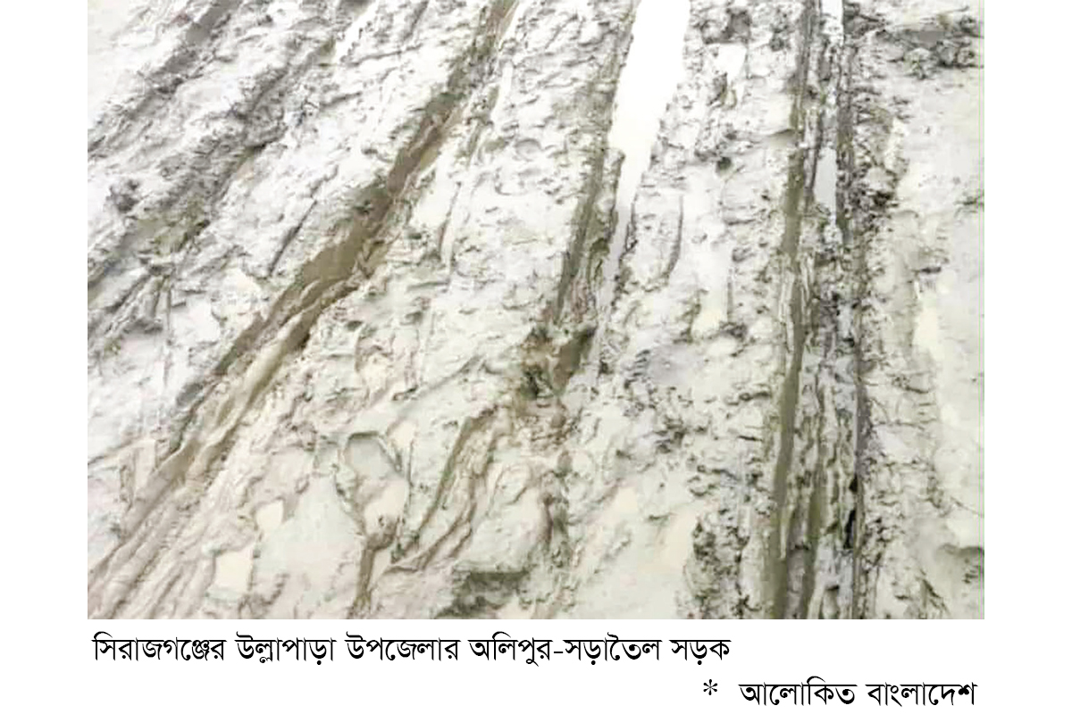 উল্লাপাড়ায় বেহাল সড়কে ভোগান্তি উল্লাপাড়ায় বেহাল সড়কে ভোগান্তি