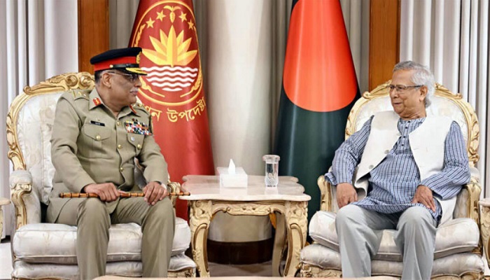 প্রধান উপদেষ্টার সঙ্গে পাকিস্তানের যৌথ বাহিনীর চেয়ারম্যানের সাক্ষাৎ প্রধান উপদেষ্টার সঙ্গে পাকিস্তানের যৌথ বাহিনীর চেয়ারম্যানের সাক্ষাৎ