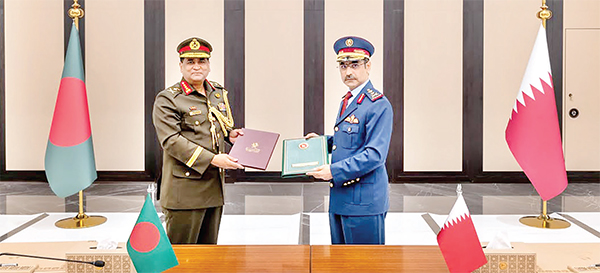 দোহায় বাংলাদেশ-কাতার সশস্ত্র বাহিনীর মধ্যে প্রেষণে জনবল নিয়োগ চুক্তি স্বাক্ষর