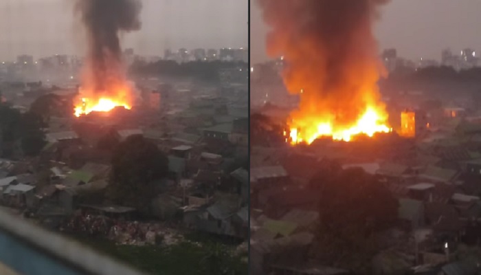 রাজধানীর কড়াইল বস্তিতে আগুন