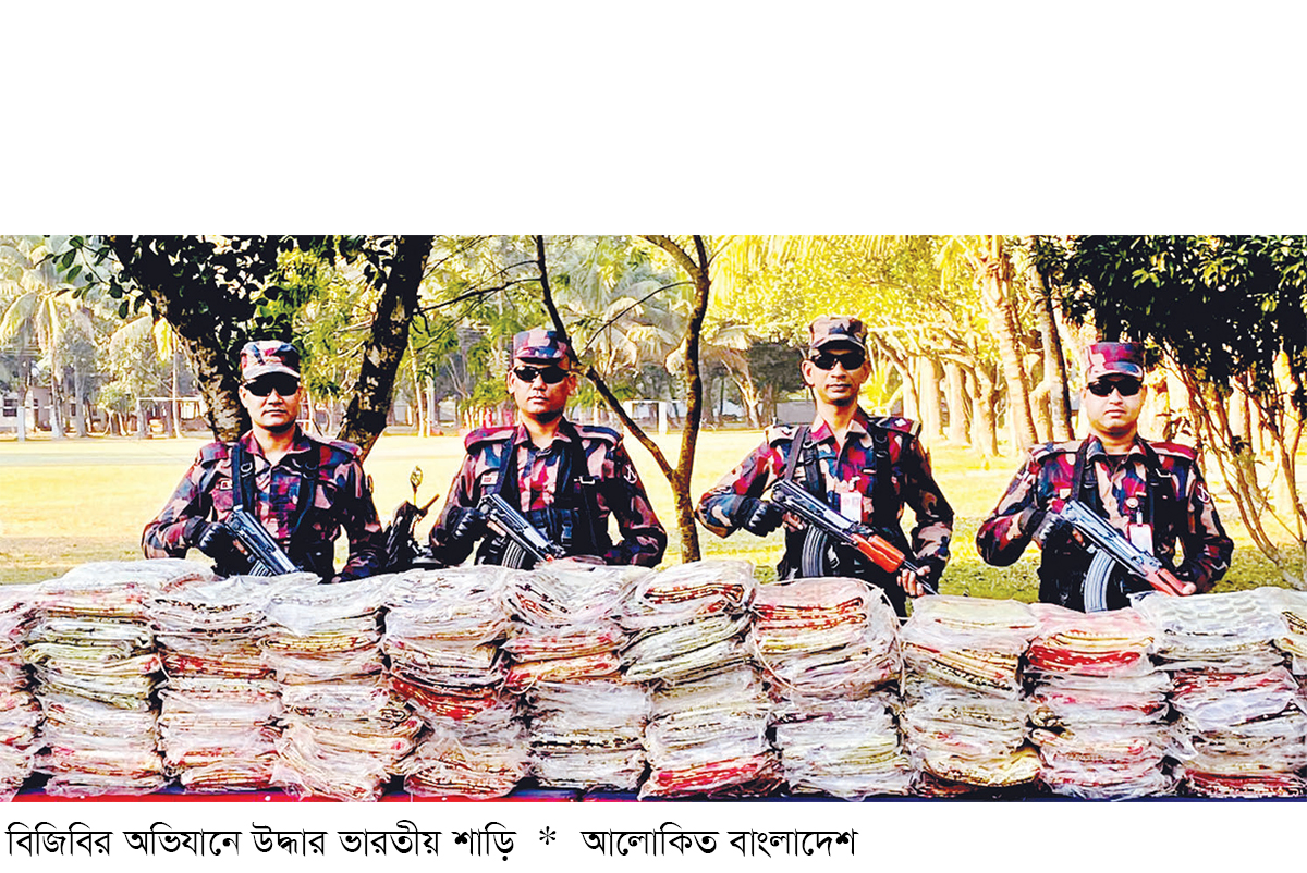 বিজিবির অভিযানে ২৭ লাখ টাকার ভারতীয় শাড়ি জব্দ