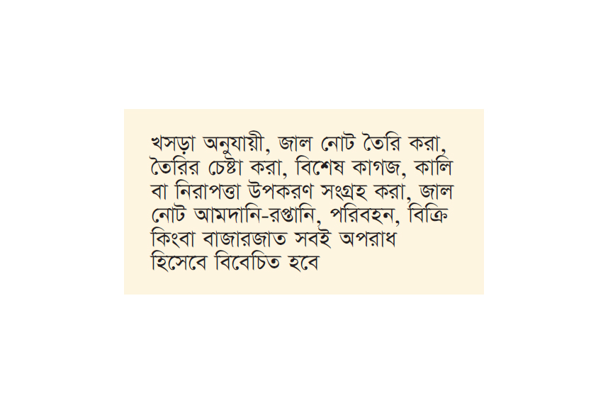 জাল নোট রাখলে সাজা ৭ বছর জেল, আসছে নতুন আইন জাল নোট রাখলে সাজা ৭ বছর জেল, আসছে নতুন আইন