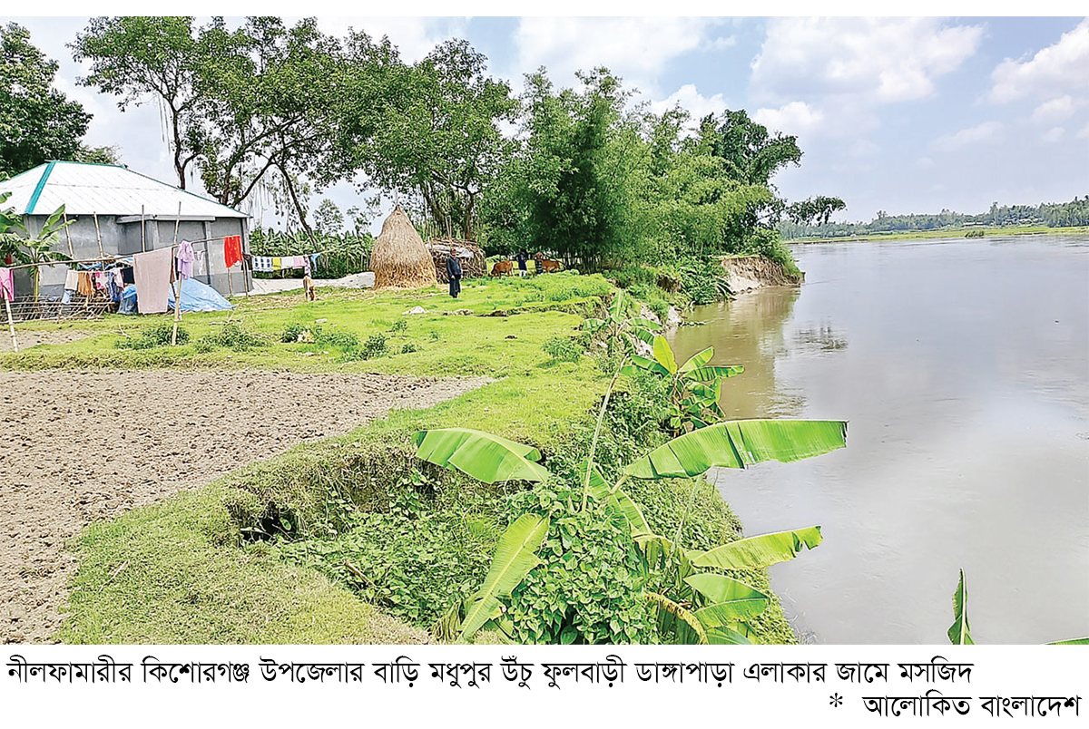নদীতে বিলীনের মুখে মসজিদ নদীতে বিলীনের মুখে মসজিদ