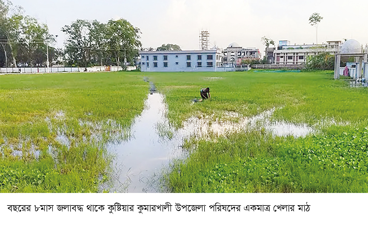 কচুরিপানার দখলে খেলার মাঠ কচুরিপানার দখলে খেলার মাঠ
