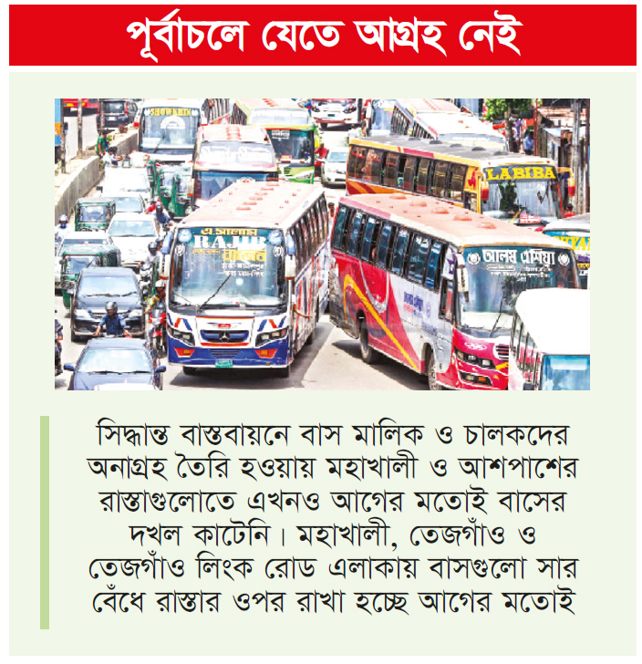 বাসের দখলেই মহাখালীর রাস্তা বাসের দখলেই মহাখালীর রাস্তা