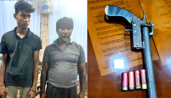 দিনাজপুরে মোটরসাইকেল থামিয়ে পিস্তল-গুলিসহ আটক ২ দিনাজপুরে মোটরসাইকেল থামিয়ে পিস্তল-গুলিসহ আটক ২