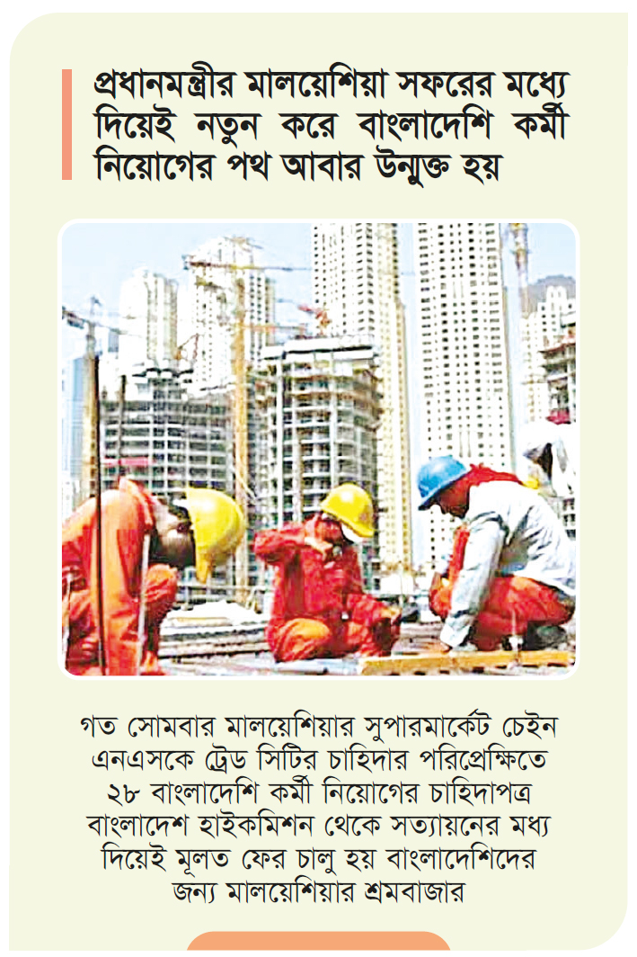 মালয়েশিয়ার শ্রমবাজারের দুয়ার খুললো মালয়েশিয়ার শ্রমবাজারের দুয়ার খুললো