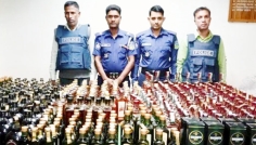 ঝিনাইগাতীতে মাদকবিরোধী অভিযানে কোটি টাকার মদ জব্দ