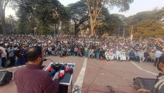 হাদিকে গুলি: শহীদ মিনারে সর্বদলীয় প্রতিরোধ সমাবেশ চলছে