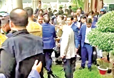 খালি পায়ে ঘাসের ওপর কিছুক্ষণ দাঁড়ান তারেক রহমান  