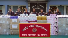 বালুভর্তি ট্রাক থেকে ভারতীয় কসমেটিকস ও শাড়ী জব্দ