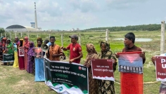 বরগুনার তাপবিদ্যুৎ কেন্দ্রের সামনে মানববন্ধন