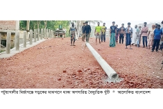 সংবাদ প্রকাশের পর সড়কের মাঝখানের খুঁটি অপসারণ  