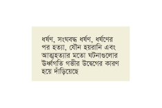 মে মাসে নারী ও শিশু নির্যাতন ৩২৬, ধর্ষণ বেড়েছে ৪৪%  