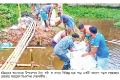 বন্যায় বিচ্ছিন্ন সড়ক, স্বেচ্ছাশ্রমে মেরামত বিএনপি নেতাকর্মীদের  