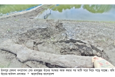 চাঁদপুরে সংস্কার শেষ না হতেই ধসে পড়ছে বাঁধের মাটি  