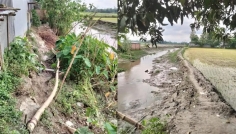 কাউনিয়ায় খাল খননের পর ভাঙন, আতঙ্কে পাড়ের পরিবারগুলো