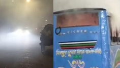 রাজধানীর ৭ স্থানে ১৪ ককটেল বিস্ফোরণ, দুই বাসে আগুন