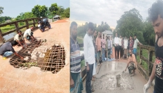 দুর্গাপুরে ভাঙন ধরা ব্রিজ দুই দিনে সংস্কার, স্বস্তি স্থানীয়দের