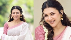 পূজার সাজে মুগ্ধতা ছড়ালেন জয়া