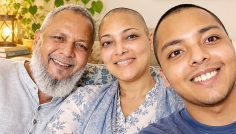 মাথা ন্যাড়া করে ক্যানসার আক্রান্ত সামিয়ার পাশে স্বামী-সন্তান