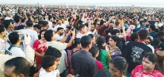 কক্সবাজার সৈকতে জনস্রোত দেড় শতাধিক প্রতিমার বিসর্জন  