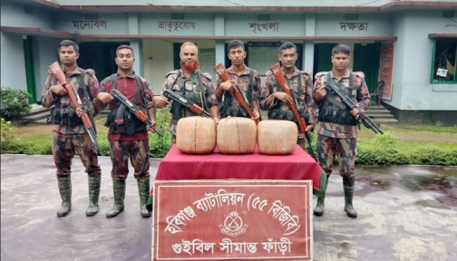 হবিগঞ্জে ৫৫ বিজিবির অভিযানে ভারতীয় গাঁজা ও টমেটো জব্দ